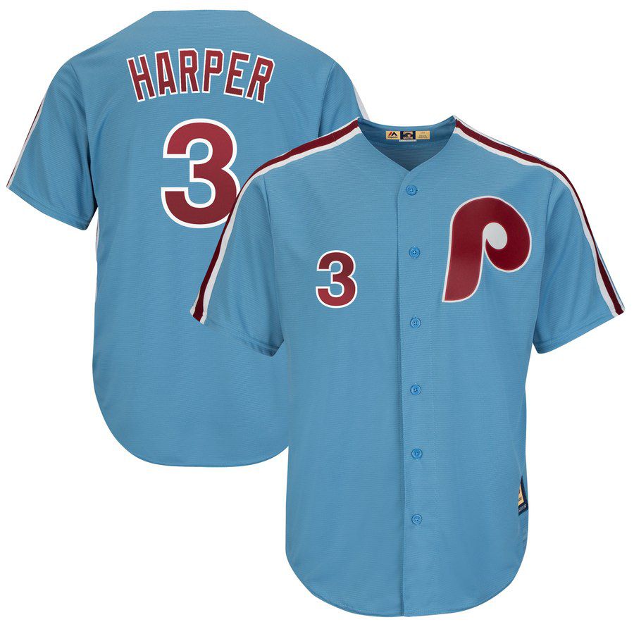 2019 MLB Men Philadelphia Phillies 3 Bryce Harper blue game Jerseys